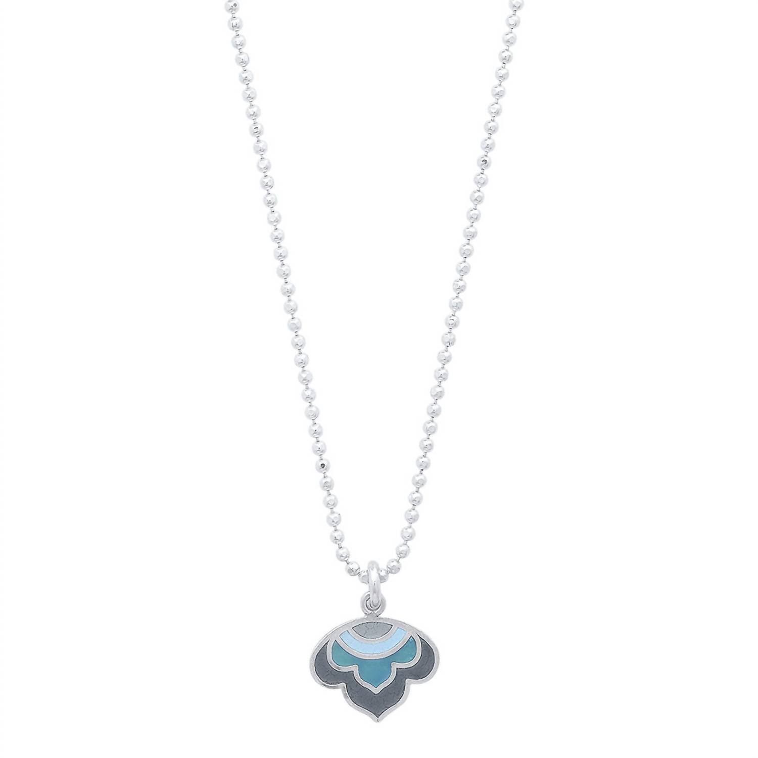 New Jessica Elliot Women's Enameled Lotus Pendant Necklace In Sterling/Blues